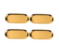 iplusmile 4 Pièces Plateau Oval Acier Inoxydable Doré Moyen Plateau de Rangement Polyvalent pour Bijoux Serviettes Fromages et Décorations Compact et Facile à Nettoyer