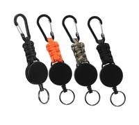 iplusmile 4 pièces Porte Clés Rétractable avec Mousqueton Paracorde Robuste Enrouleur Badge Extensible pour Randonnée Camping et Usage Quotidien Design Résistant et Polyvalent