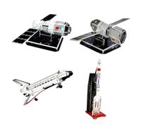 iplusmile 4 pièces Puzzle Fusée Spatiale Papier Modèles Satellites et Navettes Jeu de Construction Manuel pour Garçon Fille et Facile à Assembler