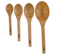 iplusmile 4 pièces Set de Cuillères Doseuses Hêtre pour Pâtisserie Ustensiles de Cuisine avec Marquages Clairs Cuillères à Mesurer pour Café Poudre et Liquides Accessoires Pratiques et