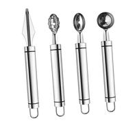 iplusmile 4 pièces Set de Outils de Découpe Acier Inoxydable pour Fruits Cuillère à Melon Outil de Sculptage pour Pastèque et Cantaloupe Accessoires de Cuisine