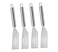 iplusmile 4 pièces Set de Spatules Acier Inoxydable pour Cuisson Teppanyaki Résistant Chaleur avec Bords Flexibles Ergonomiques et Antidérapantes pour Steak Œufs et