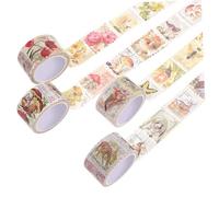 iplusmile 4 rouleaux Stickers Rétro pour Scrapbooking Lot Décoratifs Autocollants Créatifs pour Journaux et Albums Motifs Nature Insectes et Champignons Adhésifs pour