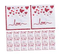 iplusmile 40 Pièces Serviette imprimée serviettes de papier à coeur rouge Napkins en forme de coeur de la Saint-Valentin Papier de serviette de la Saint-Valentin blanche