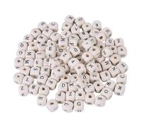 iplusmile 400 pièces Perles Bois Alphabet Carrées Lettres pour DIY Bijoux Création Artisanale Fournitures