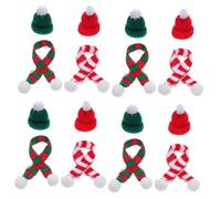 iplusmile 48 Pièces Mini Christmas Wine Bottle Caps and Knit Scarf Set Tiny Santa Hats and Mini Scarves for DIY Holiday Decorations Tree Ornaments