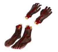 iplusmile 4pcs Faux Pieds en Vinyle Réalistes pour Halloween Accessoires de Farce et Décoration Effrayante pour Soirée Halloween ou Maison Hantée