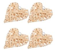 iplusmile 4pcs Pendentifs de Cœur en Osier de Saule, Décorations Suspendues Créatives et Romantiques pour Salon, Bar et Séances Photo, Couleur Kaki Naturelle