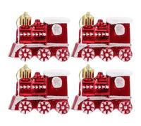 iplusmile 4pcs Pendentifs Train de Noël en Plastique Rouge, Décoration Suspendue Exquise pour Sapin, pour Mariages et Décorations de Magasin