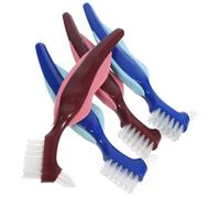 iplusmile 4pièces Brosse à Prothèses Dentaires Double Tête Rouges Bleus pour Nettoyage Pratique et Portable des Dents de Remplacement Adultes