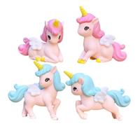 iplusmile 4pièces Décorations Paysagères Licorne Jouets Mini Dessins Animés Adorables Ornements Décoratifs pour Micro-paysages Décoration De Gâteau Style Licorne