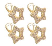 iplusmile 4pièces Grillz Étoile Doré Bijoux de Dents Décoratifs Clips Dentaires Scintillants Style Hip-hop Accessoires de Costume Punk pour Halloween