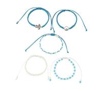 iplusmile 5 pièces Bracelet Tressé Femme Lot Style Bohème avec Charm Tortue Cordon Ajustable Accessoire Mode Plage Surfeur Cadeau Saint-valentin et Anniversaire