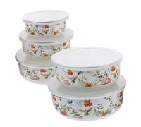 iplusmile 5 pièces Coffret de Bols Émaillés avec Couvercles Bols à Salade Émail pour Stockage et Repas