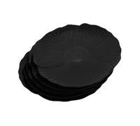 iplusmile 5 pièces Lot de Assiettes Noires Forme de Pétales Assiettes Plates Polyvalentes pour Dîner Service de Steak Salades et Desserts Réutilisable pour Maison et Restaurant