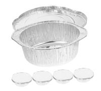 iplusmile 5 Pièces Pans Jetables Aluminium Couvercles Moules à Cuisson Ronds pour Réchauffer Rôtir Stocker Aliments Ustensiles Recyclables Résistants à Température