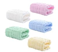 iplusmile 5 pièces Serviettes de Bave Garçon Fille Coton Lot de Lingettes Multi Couches pour Né Rose Bleu Jaune Vert Blanc Absorbantes et Lavables