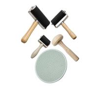 iplusmile 5 Pièces Set de Caoutchouc et Bois pour Linogravure Outil de Gravure et Tamponnage DIY à Motifs pour Création Artistique et Impression Manuelle
