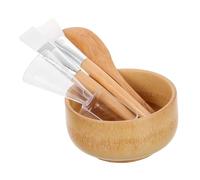 iplusmile 5 pièces Set Masque Facial Bambou avec Spatule Brosse pour Soin Visage Maison Kit Beauté Multifonction Écologique