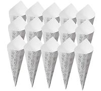 iplusmile 50 pièces Cônes Papier Kraft pour Fleurs Pétales Mariage Champêtre Mini Cônes Confettis Décoratifs Blancs à Motifs Notes de Musique