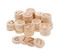 iplusmile 52 Pièces Lettres Bois Rondes Blocs Alphabétiques Éducatifs Bois Naturel pour Apprentissage Précoce Jeux Montessori pour Garçon Fille