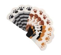 iplusmile 6 paires Chaussettes Thermiques en Velours Doux pour Femme Motif Pattes de Chat Adorables Mi-mollet Moelleuses Antidérapantes Chaussettes Intérieur Confortables pour Hiver Lot