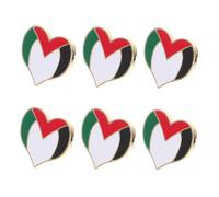 iplusmile 6 pièces Broches Drapeau Palestine Métal Coeur Lot Épingles Pays Accessoires Léger pour Vêtements Sacs