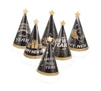 iplusmile 6 pièces Chapeaux Cône Papier Noir Or pour Fête Nouvel An Accessoires Photo Décoration Festive pour Réveillon