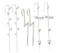 iplusmile 6 pièces Clip Boucles Oreilles Non Percées Éclair avec Cristaux Boucle Oreille Crochet Élégante pour Femme Cadeau Anniversaire Noël Saint-valentin