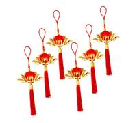 iplusmile 6 pièces Décorations Suspendues Nouvel an Chinois Lotus Soie avec Pompons Résistants Décoloration pour Fête du Printemps et Pendants Intérieur Extérieur