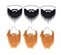 iplusmile 6 Pièces Fausse Barbe Halloween Noir et Marron Accessoires Cosplay Mascarade Costume Party Moustaches Réalistes Fibres Ultra Fines pour Déguisement Homme