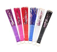 iplusmile 6 pièces Lot de Éventails Pliants Doubles Faces Soie Colorée Éventails Artisanaux Chinois Décoratifs pour Danse et Décoration Mariage