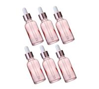 iplusmile 6 pièces Lot de Flacons Compte-gouttes Verre Rose Pêche avec Bague Rose Doré Bouteilles Rechargeables Étanches pour Huiles Essentielles Cosmétiques Liquides et Fragrances Voyage