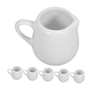 iplusmile 6 Pièces Lot de Mini Pichets Porcelaine Blanche Crémier Céramique avec Poignée Pichet à Sauce Polyvalent pour Café Lait et Condiments Compatible Micro-ondes et Congélateur