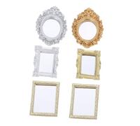 iplusmile 6 Pièces Mini Miroir Vintage Résine pour Maison de Poupée Cadre Décoratif Européen pour Chambre et Salle de Bain Miniature Set de Meubles Miniatures Réalistes