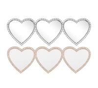 iplusmile 6 Pièces Miroir de Poche à Strass de Cœur pour Coque | Métal et Verre, Format 2,2 Pouces, Usage Quotidien ou Voyage, pour Femmes et Filles