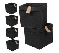 iplusmile 6 Pièces Paniers de Rangement Feutre Pliables Bacs de Rangement Cube à Capacité pour Étagères Paniers Souples avec Poignées pour Vêtements Jouets et Gris Foncé