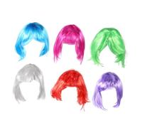 iplusmile 6 pièces Perruques Courtes Bob Synthétiques Colorées pour Cosplay et Fête Accessoires de Déguisement Multicolores pour Soirée