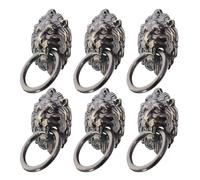 iplusmile 6 Pièces Poignée de Meuble Lion Vintage Anneau de Tirage Rétro Métal Poignée Décorative pour Armoires et Commodes Style Rustique Antique Finition Bronze Vert