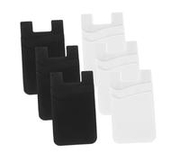 iplusmile 6 pièces Porte- Adhésif pour Téléphone Silicone Noirs Blancs et Pochettes Auto-adhésives pour de Crédit et Identité Portefeuille Pratique pour Coque de Téléphone