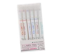 iplusmile 6 pièces Stylo Marqueur Double Ligne Couleurs Fluorescent pour Dessin Artistique et Écriture Créative pour Albums DIY Cartes et Journalistes
