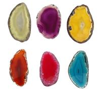 iplusmile 6 pièces Tranches Agate Naturelle Multicolores pour Fabrication de Bijoux DIY Pendentifs Décoration Maison Artisanale Couleur Aléatoire Couleur Aléatoire