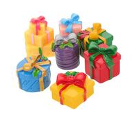 iplusmile 7 Pièces Mini Resin Christmas Boxes Handcrafted Small Colored Ornaments for Tree Decoration and DIY Crafts Fade-Resistant Miniature Resin Presents for Dollhouse and Holiday Display