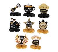 iplusmile 8 pièces Décor Nid Abeille Noir et Or pour Fête de Retraite Décoration Intérieure Extérieure Facile à Installer Ambiance Joyeuse pour Célébration de Départ Retraite