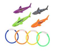 iplusmile 8 pièces Jouets de Plongée Garçon Fille Anneaux Souples et Requins Couleur Vive pour Jeux Aquatiques Piscine Entraînement Sécurité