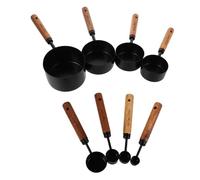iplusmile 8 Pièces Outils de mesure cuisine cuillère doseuse tasse à mesurer cuisine tasses à mesurer Acier inoxydable Noir