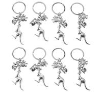 iplusmile 8pièces Porte-clés Animaux Acier Inoxydable Kangourou et Mouton pour Souvenirs de Voyage et Sacs