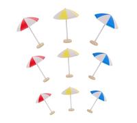 iplusmile 9 Pièces Mini Parasols de Plage Miniatures Accessoires Décoratifs pour Maison de Poupée Jardin de Fées et Paysage Micro Parasol Plage Miniature Rouge Jaune Bleu Petite Moyenne