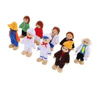 iplusmile 9 Pièces Set de Petites Poupées Bois Articulées Personnages Flexibles pour Jeu Imitation Éducatif Incluant Ouvrier Médecin et Chef Jouets pour Développement Social et Jeu