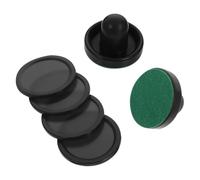 iplusmile Accessoires Air Hockey 2 Poussoirs et 4 Palets Noirs pour Table de Jeu Familiale - Équipement de Remplacement Robuste pour Mini Hockey sur Glace et Soufflerie - Cadeau Enfants et Adultes